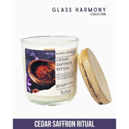 🌿 Świeca Sojowa Glass Harmony Collection – Cedar Saffron Ritual 180 ml – Luksusowy Zapach