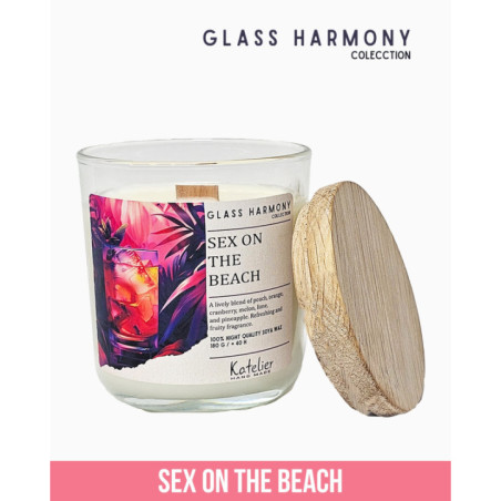 🌿 Świeca Sojowa Glass Harmony - Sex on the Beach 180 ml | Egzotyczny Zapach