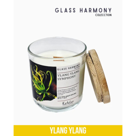 🌿Świeca Sojowa Glass Harmony - Ylang Ylang Symphony 180 ml | Relaksujący Kwiatowy Zapach