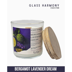 🌿Świeca Sojowa Glass Harmony - Bergamot Lavender Dream 180 ml | Luksusowy Zapach Bergamotki i Lawendy