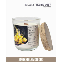 🌿Świeca Sojowa Glass Harmony - Smoked Lemon Oud 180 ml | Luksusowy Zapach Cytryny i Oud