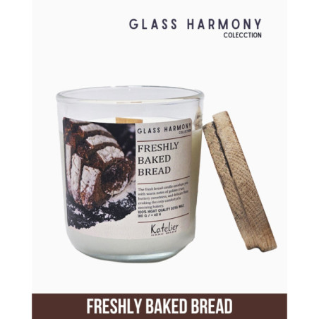 🌿Świeca Sojowa Glass Harmony - Freshly Baked Bread 180 ml | Elegancki Zapach i Design