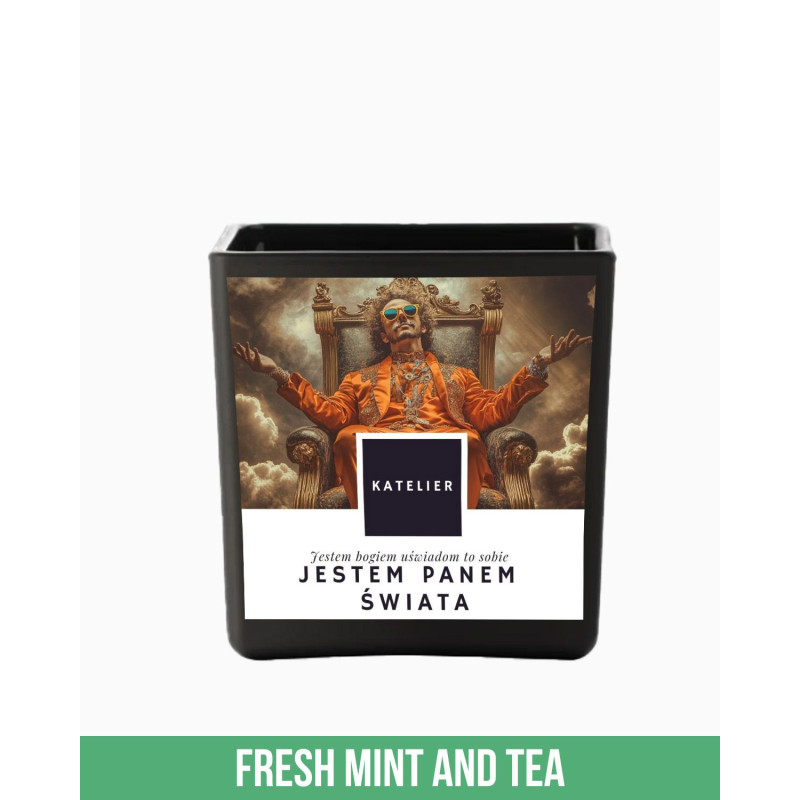 Świeca sojowa mięta & herbata – Jestem Panem Świata (250 ml) Świeca sojowa mięta & herbata – Jestem Panem Świata (250 ml)