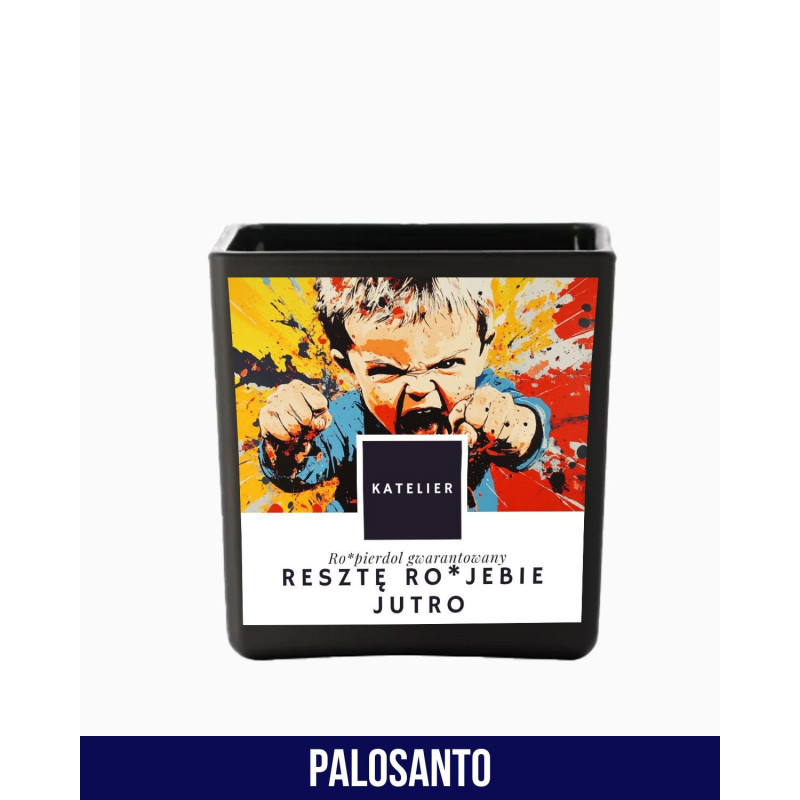 Świeca sojowa palo santo – Resztę Ro*jebie Jutro (250 ml) Świeca sojowa palo santo – Resztę Ro*jebie Jutro (250 ml)