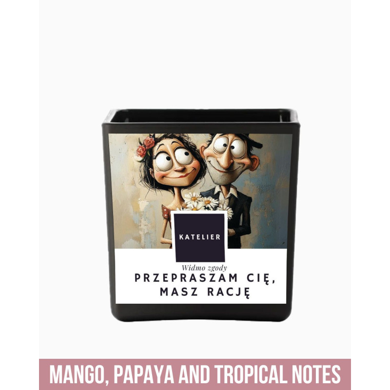 Świeca sojowa mango, papaja & tropikalne nuty – Przepraszam Cię, Masz Rację (250 ml) Świeca sojowa mango, papaja & tropikalne nuty – Przepraszam Cię, Masz Rację (250 ml)
