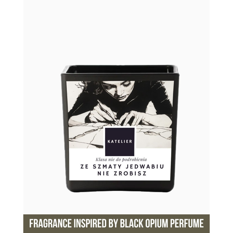 Świeca sojowa inspirowana Black Opium – Ze Szmaty Jedwabiu Nie Zrobisz (250 ml)