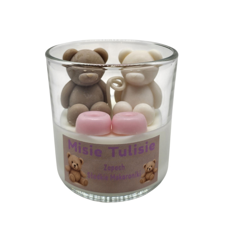Świeca Misie Tulisie Różowa – zapach makaroników- 130 ml