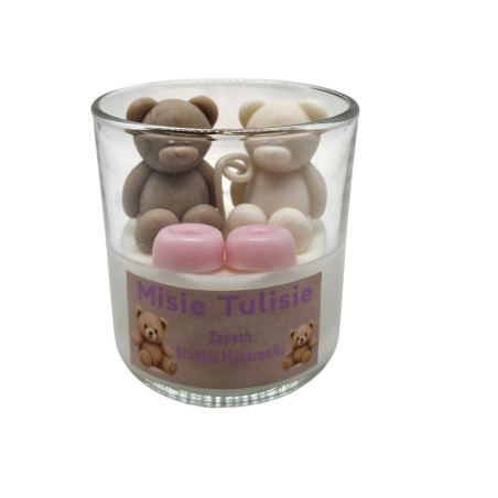 🧸Świeca Misie Tulisie Różowa – zapach makaroników 130 ml