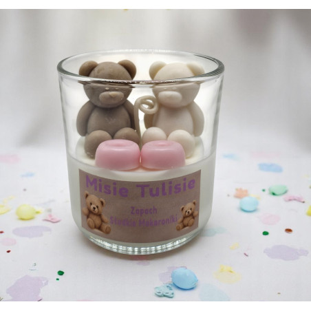 Świeca Misie Tulisie Różowa – zapach makaroników- 130 ml