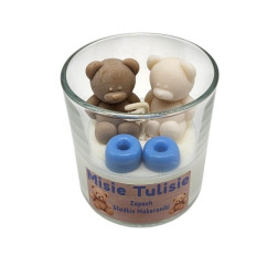 🧸 Świeca Misie Tulisie Niebieska – zapach makaroników 130 ml