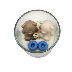 🧸 Świeca Misie Tulisie Niebieska – zapach makaroników 130 ml