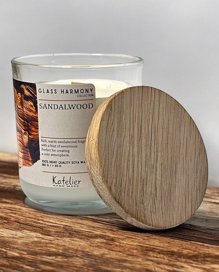 swieca sojowa glass harmony collection Sandalwood